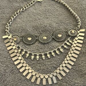 Aldo women’s Silver Statement chain metal Necklace/ boho bohemian